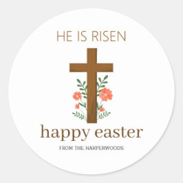 Elegantes Osterfloral Kalligrafie Christliches Kre Runder Aufkleber