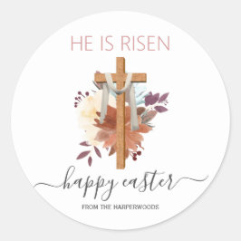 Elegantes Osterfloral Kalligrafie Christliches Kre Runder Aufkleber