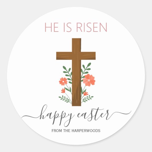 Elegantes Osterfloral Kalligrafie Christliches Kre Runder Aufkleber (Vorderseite)