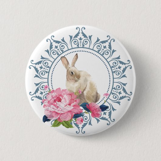 Elegantes Osterhasen-Design Button (Vorderseite)