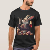Elegantes Osterhasen mit einem Glas Wein und Choc T-Shirt (Vorderseite)