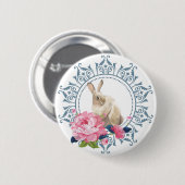 Elegantes Osterkaninchendesign Button (Vorne & Hinten)