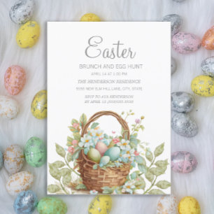 Elegantes Ostern Korb Brunch Eier-Suche Einladung