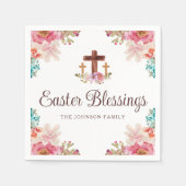 Elegantes Ostersegen Blumenkreuz Serviette (Vorderseite)