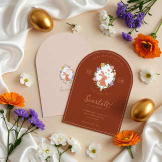 Elegantes Ostersonniges Wappen Frühlingsflora Gebu Einladung
