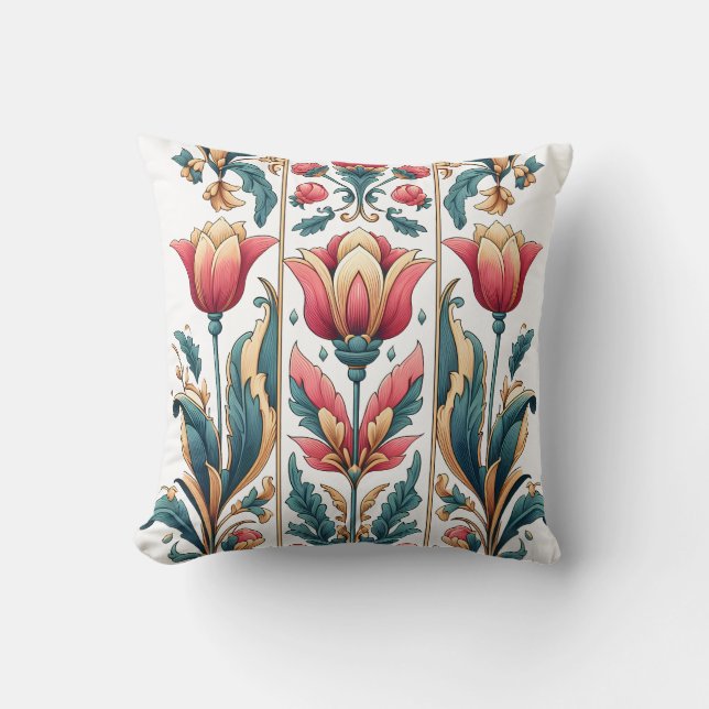 Elegantes Ottomanisches Blumenkissen Kissen (Vorderseite)