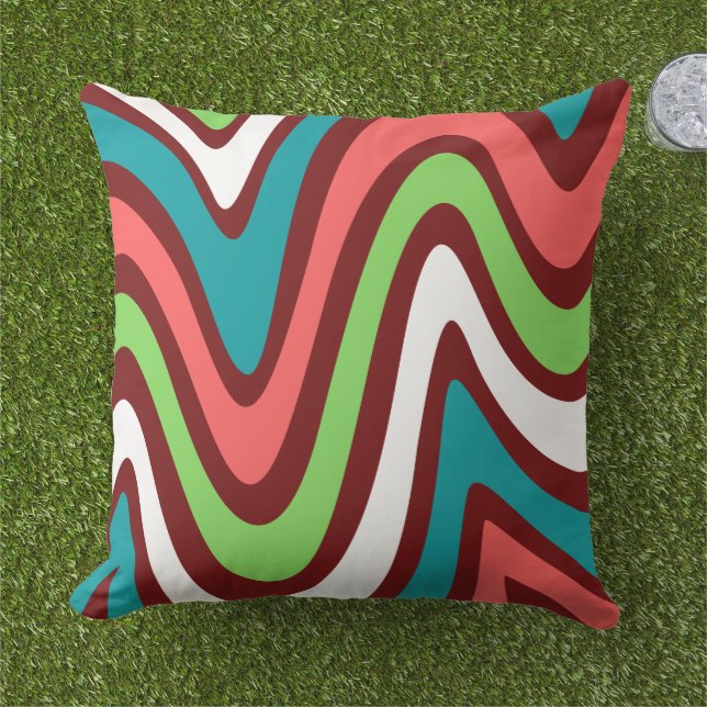 Elegantes Outdoor-Muster, grün, rosa braun Kissen (Gras)