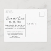 Elegantes Oval Frame Save the Date Foto Ankündigungspostkarte (Rückseite)