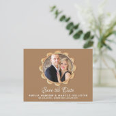 Elegantes Oval Frame Save the Date Foto Ankündigungspostkarte (Stehend Vorderseite)