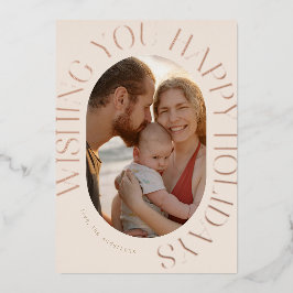 Elegantes Oval geformtes Foto mit versperrtem Gruß Folien Feiertagskarte