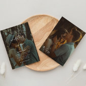 Elegantes Overlay 2 Foto Script Monogram Wedding Einladung