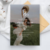 Elegantes Overlay Foto Monogram Budget Hochzeit Einladung