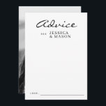 Elegantes Overlay Moderne Hochzeitsratgeber Karten<br><div class="desc">Frag all deinen Hochzeitsgästen,  ihre besten Ratschläge für die Neuvermählten zu teilen! Einfach mit Namen und Foto auf der Rückseite anpassen.</div>