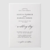 Elegantes Overlay Schwarz-Weiß-Hochzeit Pergament Einladungen (Vorderseite)