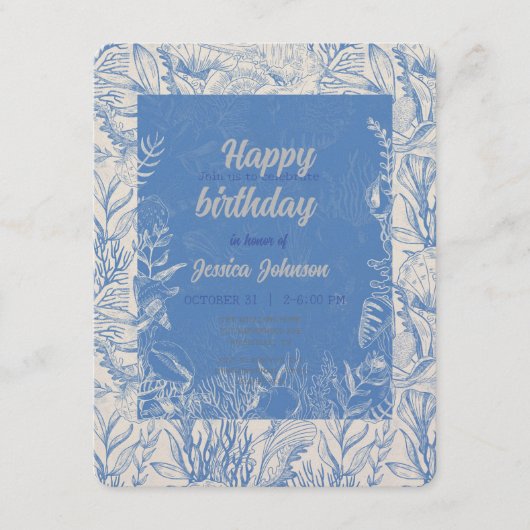 Elegantes Ozeanblau Begleitkarte (Vorderseite)