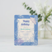 Elegantes Ozeanblau Begleitkarte (Stehend Vorderseite)