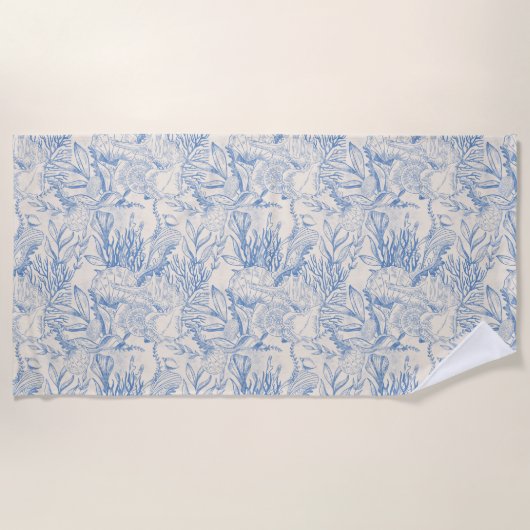 Elegantes Ozeanblau Strandtuch (Vorderseite)