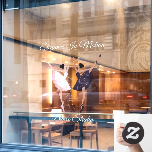 Elegantes Paar beim Tanzen Ballerinas Studi anpass Fensteraufkleber (Café-Fenster)