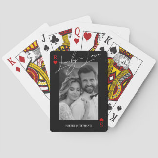 Elegantes Paar-Foto Schwarz Jubiläum Spielkarten