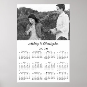 Elegantes Paar Foto und Namen 2026 Kalender Poster
