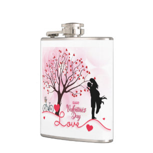 Elegantes Paar Liebhaber Valentinstag Flachmann