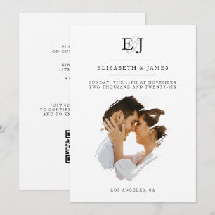 Elegantes Paar-Monogramm Klassische Hochzeit Einladung