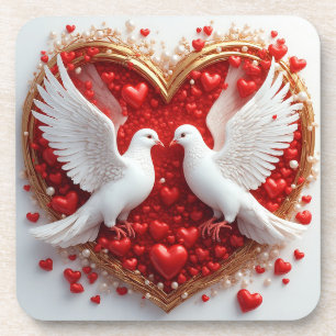Elegantes Paar von Tauben symbolisiert Liebe und E Getränkeuntersetzer