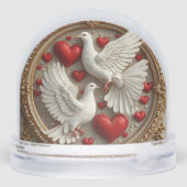 Elegantes Paar von Tauben symbolisiert Liebe und E Schneekugeln (Rückseite)