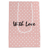 Elegantes Pachy Pink Polka Dot Muster mit Liebe Mittlere Geschenktüte (Rückseite)