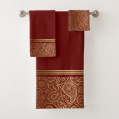 Elegantes Paisley-Muster in Rot Badhandtuch Set (Insitu)