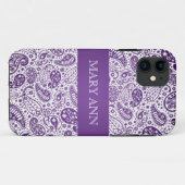 Elegantes Paisley-Muster lila Case-Mate iPhone Hülle (Rückseite (Horizontal))