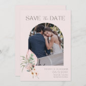 Elegantes Palm Arch Destination Foto Save the Date (Vorne/Hinten)