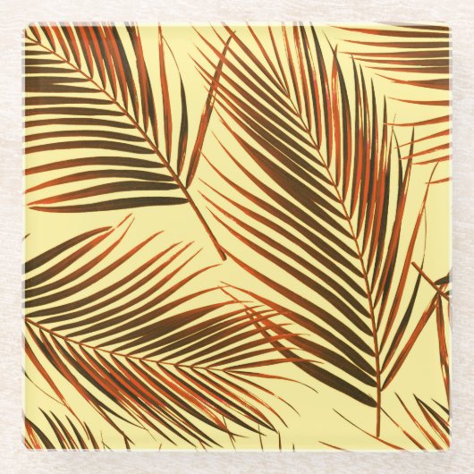 Elegantes Palm Repeat Muster-Design Glasuntersetzer (Vorderseite)