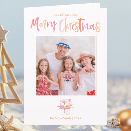 Elegantes Palm Tree Tropical Christmas Foto Feiertagskarte