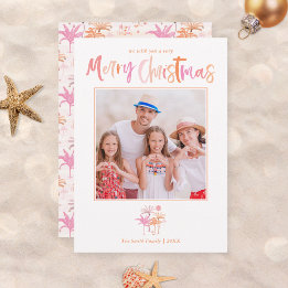 Elegantes Palm Tree Tropical Christmas Foto Feiertagskarte