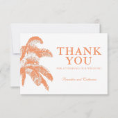 Elegantes Palm Tree Tropical Wedding Foto Dankeskarte (Vorderseite)