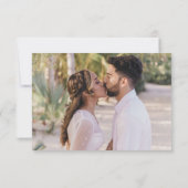 Elegantes Palm Tree Tropical Wedding Foto Dankeskarte (Rückseite)