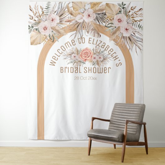 Elegantes Pampas-Gras-Brautparty Wandteppich (Beispiel)