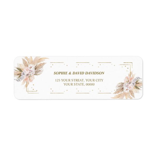 Elegantes Pampas Grass Floral Rücksendesiegel (Vorne)