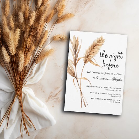 Elegantes Pampas Grass Hochzeit Probe Dinner Einladung