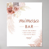 Elegantes Pampas Grass Mimosa Bar Sign Poster (Vorne)