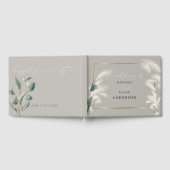 Elegantes Pampas Grass Smokey Aquamarin Anthurium Gästebuch (Voll)