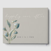 Elegantes Pampas Grass Smokey Aquamarin Anthurium Gästebuch (Rückseite)