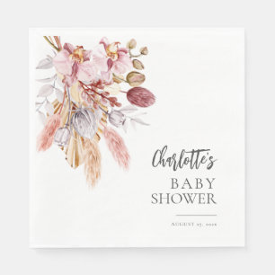Elegantes Pampas Grass Terracotta Baby Shower Pape Serviette