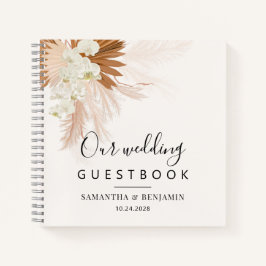 Elegantes Pampas Grass Terracotta Wedding Guest Bo Notizblock