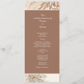 Elegantes Pampasgras Boho Neutrale Hochzeit Programm (Rückseite)