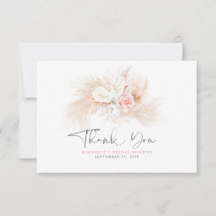 Elegantes Pampasgras Rosa Florales Dankeschön Dankeskarte