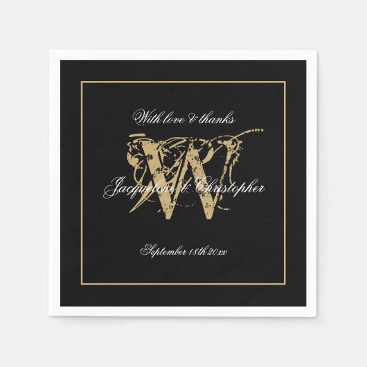 Elegantes Papier aus Monogramm der Engagement-Part Serviette (Vorderseite)