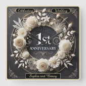 Elegantes Papier Kunst für alle Altersgruppen Quadratische Wanduhr (Vorderseite)