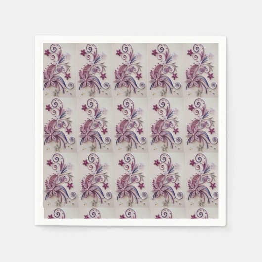 Elegantes Papier-Quilling-Blumendesign Serviette (Vorderseite)